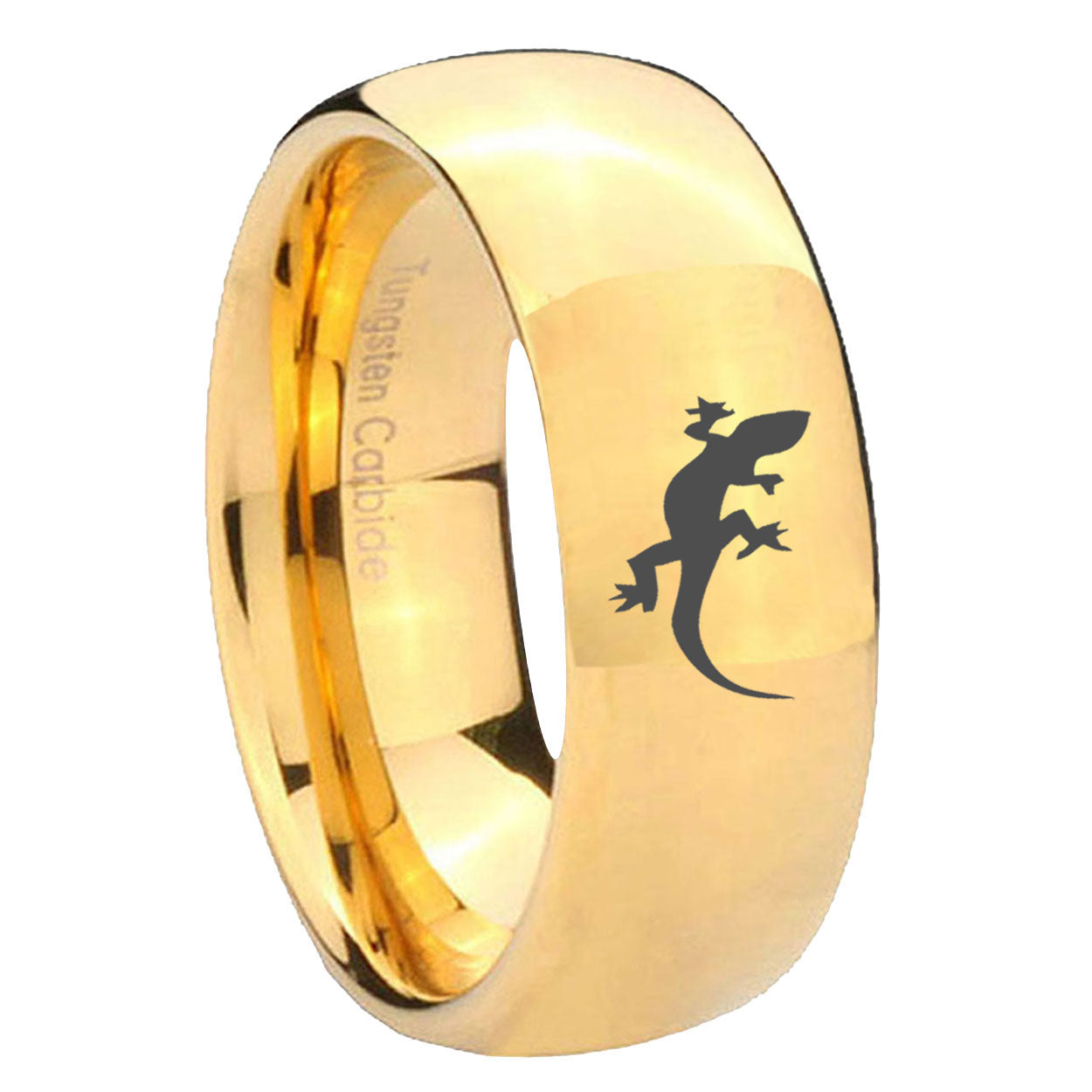 10mm Lizard Dome Gold Tungsten Carbide Mens Engagement Band