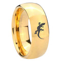 8MM Lizard Dome Polish Gold Tungsten Band For Men