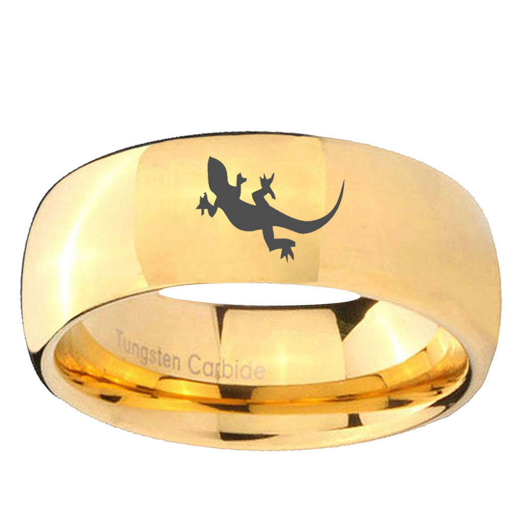10mm Lizard Dome Gold Tungsten Ring