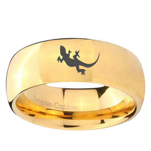 10mm Lizard Dome Gold Tungsten Ring