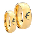 Lizard Dome Gold Tungsten Bridal Ring Sets
