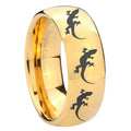 8MM Multiple Lizard Dome Polish Gold Tungsten Mens Ring