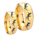Multiple Lizard Dome Gold Tungsten His And Hers Ring
