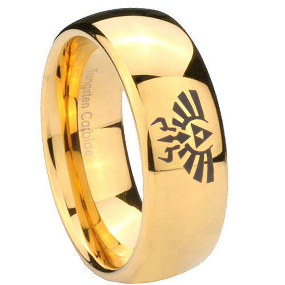10mm-Zelda-Skyward-Sword-Dome-Gold-Tungsten-Carbide-Men's-Ring