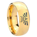 8MM Zelda Skyward Sword Dome Polish Gold Tungsten Mens Ring
