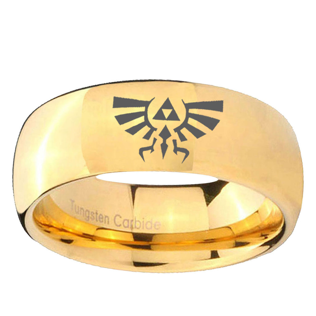 5MM Zelda Skyward Sword Dome Polish Gold Tungsten Mens Ring