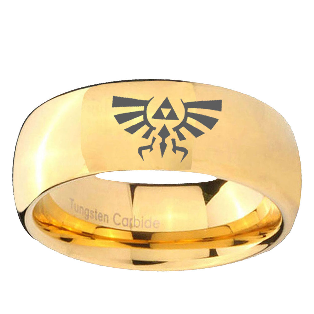 5MM Zelda Skyward Sword Dome Polish Gold Tungsten Mens Ring
