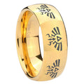 8MM Multiple Zelda Skyward Dome Polish Gold Tungsten Ring For Men