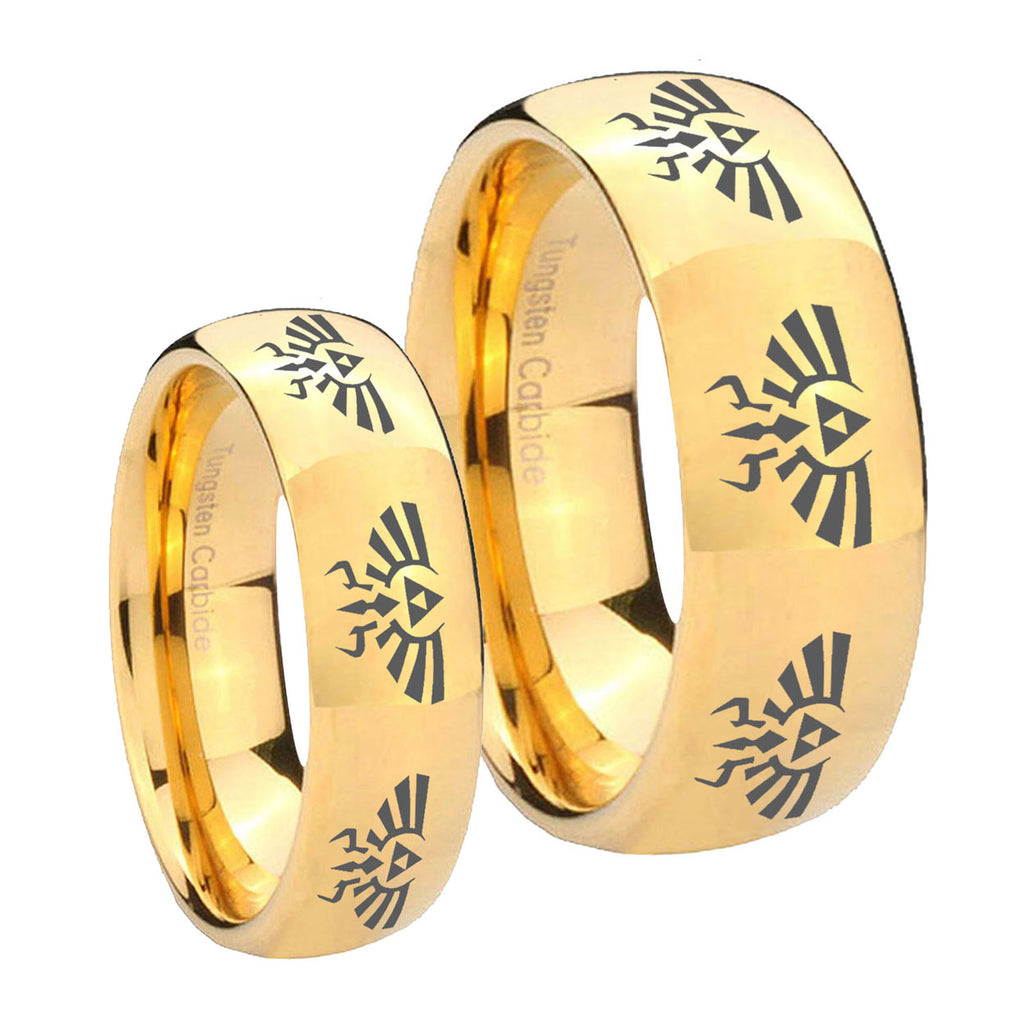 Multiple Zelda Skyward Sword Dome Gold Tungsten Couple Wedding Rings