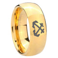 8MM Anchor Dome Polish Gold Tungsten Custom Ring