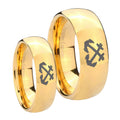 Anchor Dome Gold Tungsten Couples Ring Set