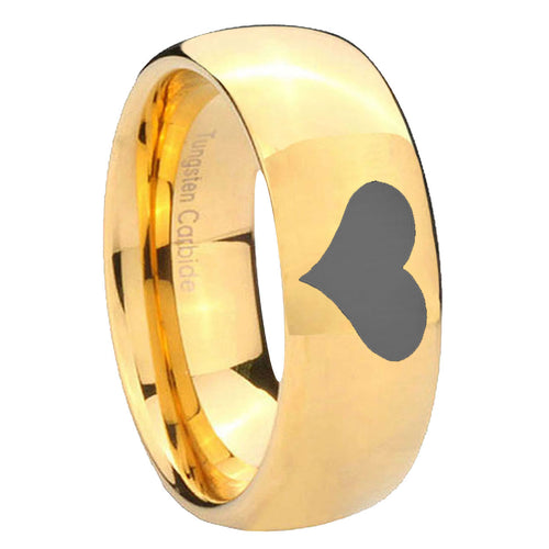 10mm Heart Dome Gold Tungsten Carbide Mens Wedding Ring