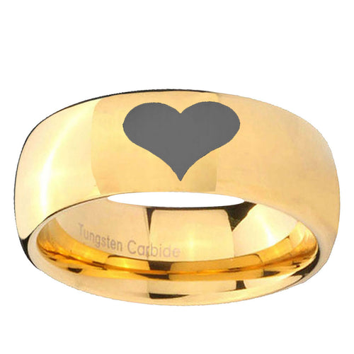 10mm Heart Dome Gold Tungsten Ring