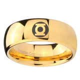 5, 8mm Green Lantern Dome Polish Gold Mens Tungsten Carbide Wedding Bands
