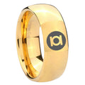 8MM Green Lantern Dome Polish Gold Tungsten Male Wedding Band