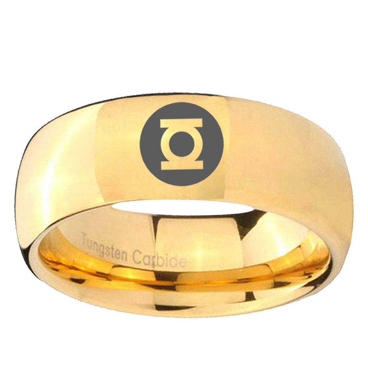 5MM Green Lantern Dome Polish Gold Tungsten Male Wedding Band