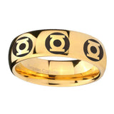 5, 8mm Multiple Green Lantern Dome Polish Gold Casual Rings For Men