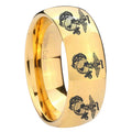 10mm Multiple Marine Dome Gold Tungsten Carbide Mens Wedding Ring