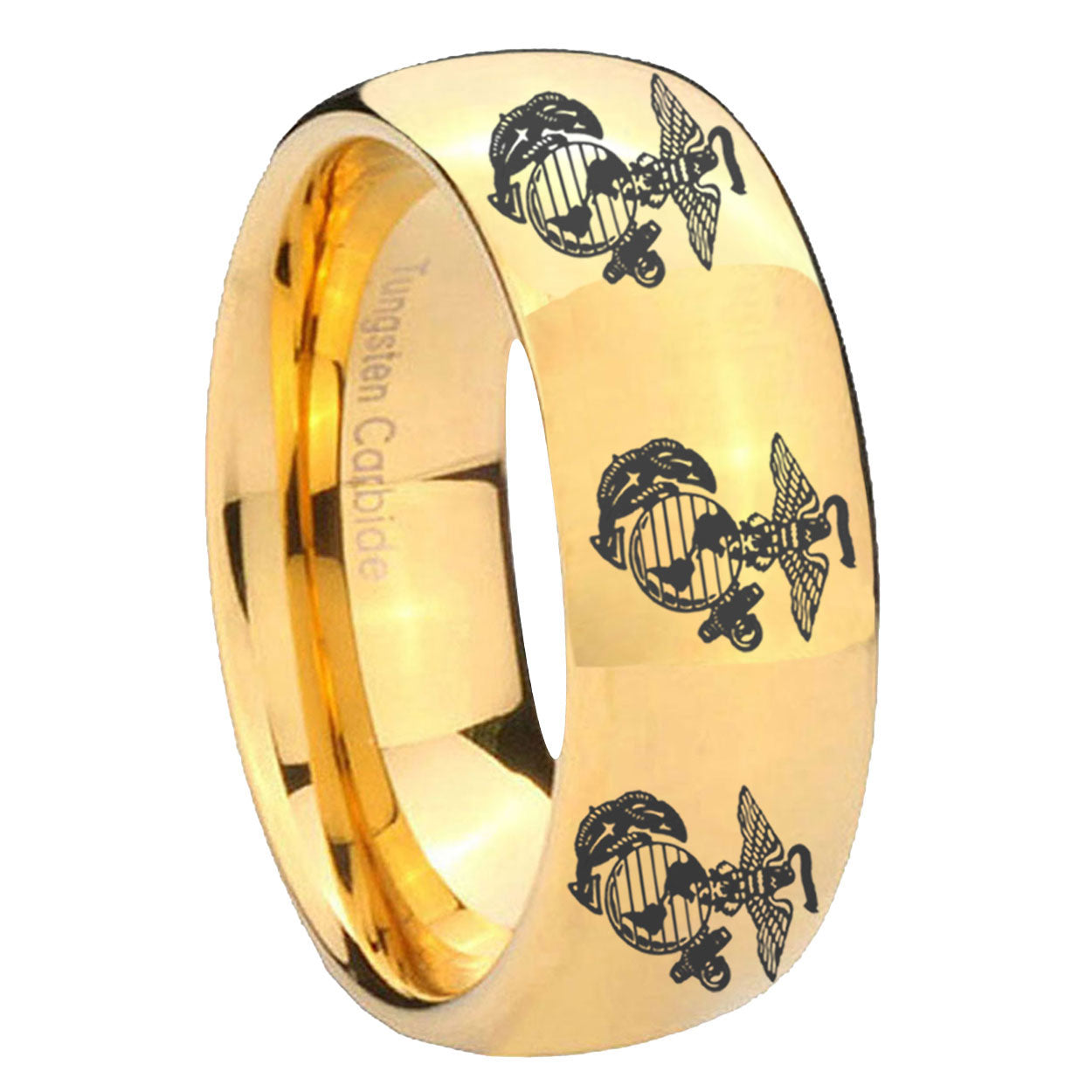10mm Multiple Marine Dome Gold Tungsten Carbide Mens Wedding Ring