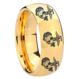 8mm Multiple Marine Dome Gold Tungsten Carbide Mens Ring Personalized