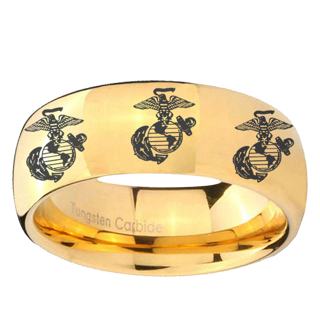 5MM Multiple Marine Dome Polish Gold Tungsten Band