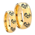 Multiple Marine Dome Gold Tungsten Bridal Band Set