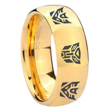 10mm Transformers Autobot Decepticon Dome Gold Tungsten Carbide Wedding Engagement Ring