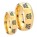 Transformers Autobot Decepticon Dome Gold Tungsten Matching Ring Set