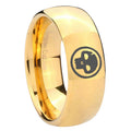 10mm Skull Dome Gold Tungsten Carbide Wedding Engagement Ring