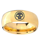 5, 8mm Skull Dome Gold Tungsten Ring