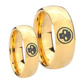 Skull Dome Gold Tungsten Wedding Ring Sets