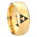 8MM Zelda Triforce Dome Polish Gold Tungsten Wedding Rings