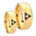 Zelda Triforce Dome Gold Tungsten Wedding Ring Sets