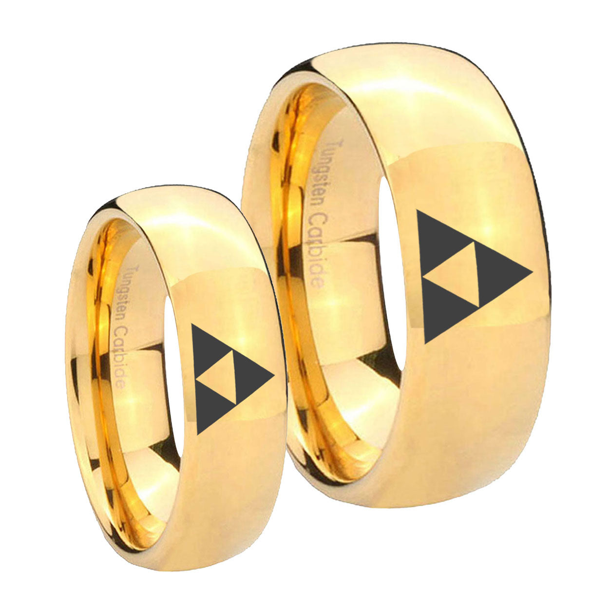 Zelda Triforce Dome Gold Tungsten Wedding Ring Sets