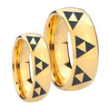 Multiple Zelda Triforce Dome Gold Tungsten Bridal Ring Set
