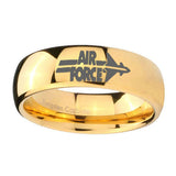 10mm-Dome-Air-Force-14K-Gold-IP-Shiny-Tungsten-Carbide-Men's-Ring