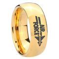 8MM Air Force Dome Polish Gold Tungsten Band For Men