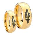 Glossy Dome Air Force 14K Gold IP Tungsten His and Hers