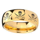10mm-Multiple-Skull-Pirate-Dome-Gold-Tungsten-Carbide-Mens-Bands-Ring