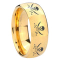 10mm Multiple Skull Pirate Dome Gold Tungsten Carbide Mens Bands Ring