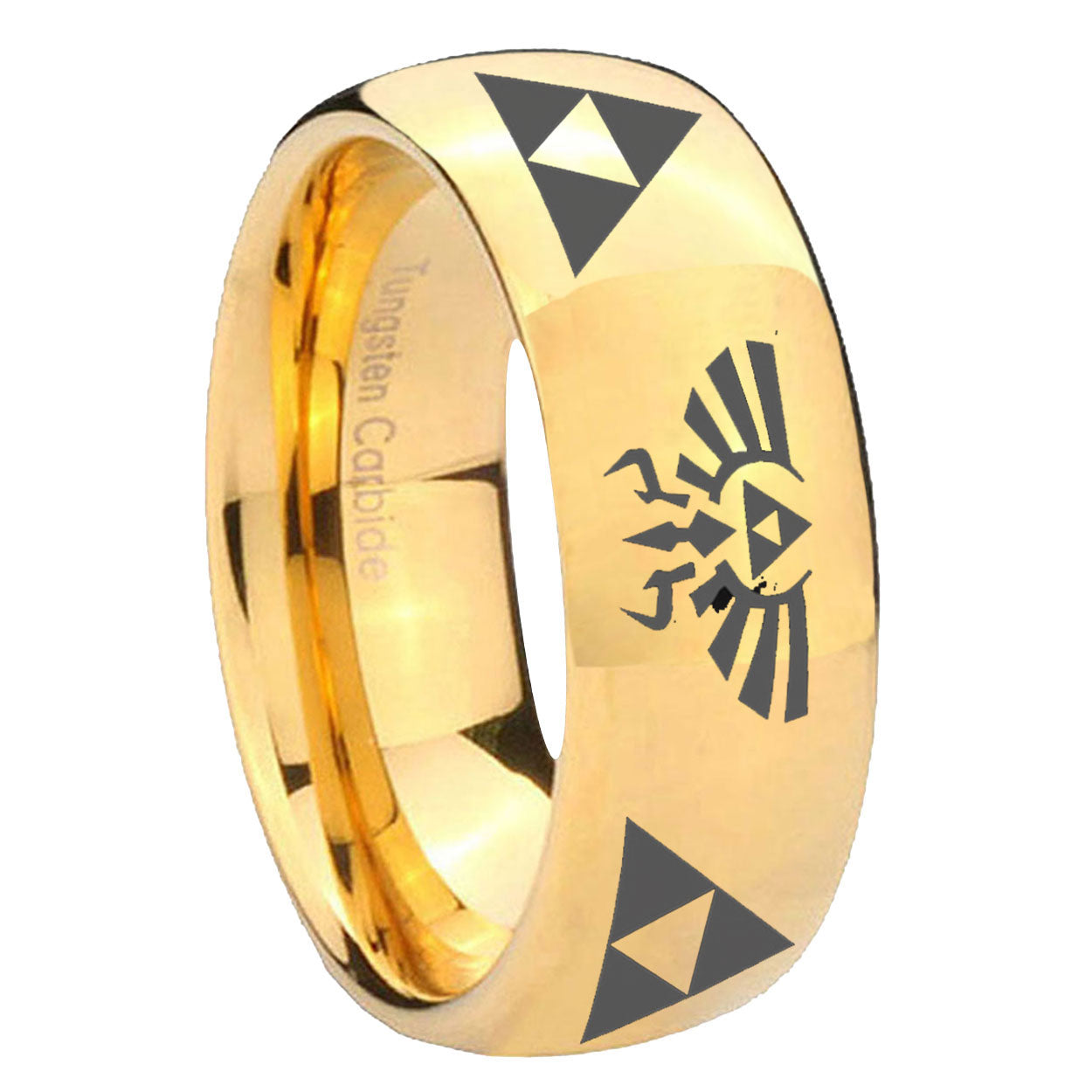 8MM Legend of Zelda Dome Polish Gold Tungsten Man Wedding Band