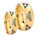 Legend of Zelda Dome Gold Tungsten Bridal Set Rings