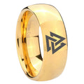 8MM Viking Symbol Dome Polish Gold Tungsten Man Wedding Ring