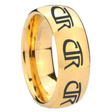 8mm Multiple CTR Dome Gold Tungsten Carbide Mens Anniversary Ring