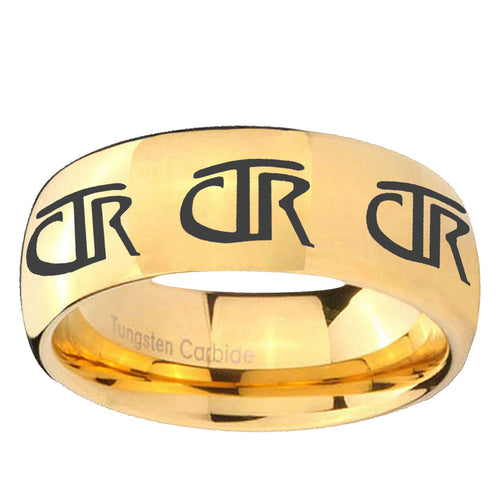 10mm Multiple CTR Dome Gold Tungsten Ring