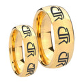Multiple CTR Dome Gold Tungsten Mens Set Rings