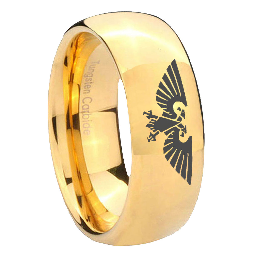 10mm Aquila Dome Gold Tungsten Carbide Mens Engagement Band