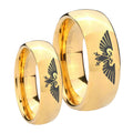 Aquila Dome Gold Tungsten Bridal Ring Sets