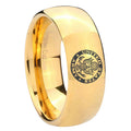 10mm U.S. Army Dome Gold Tungsten Carbide Wedding Band Mens