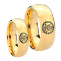 U.S. Army Dome Gold Tungsten Wedding Ring Set